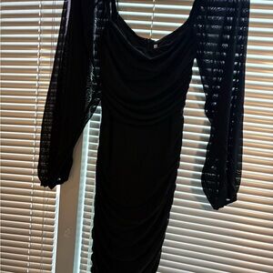 Amazon Black Long Sleeve Dress with Textured Design